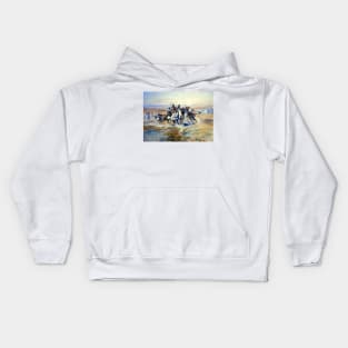 “The Attack” by Charles M Russell Kids Hoodie